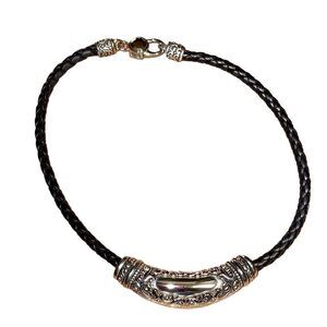 Estate Vintage Leather Braided Choker with Silver Slide